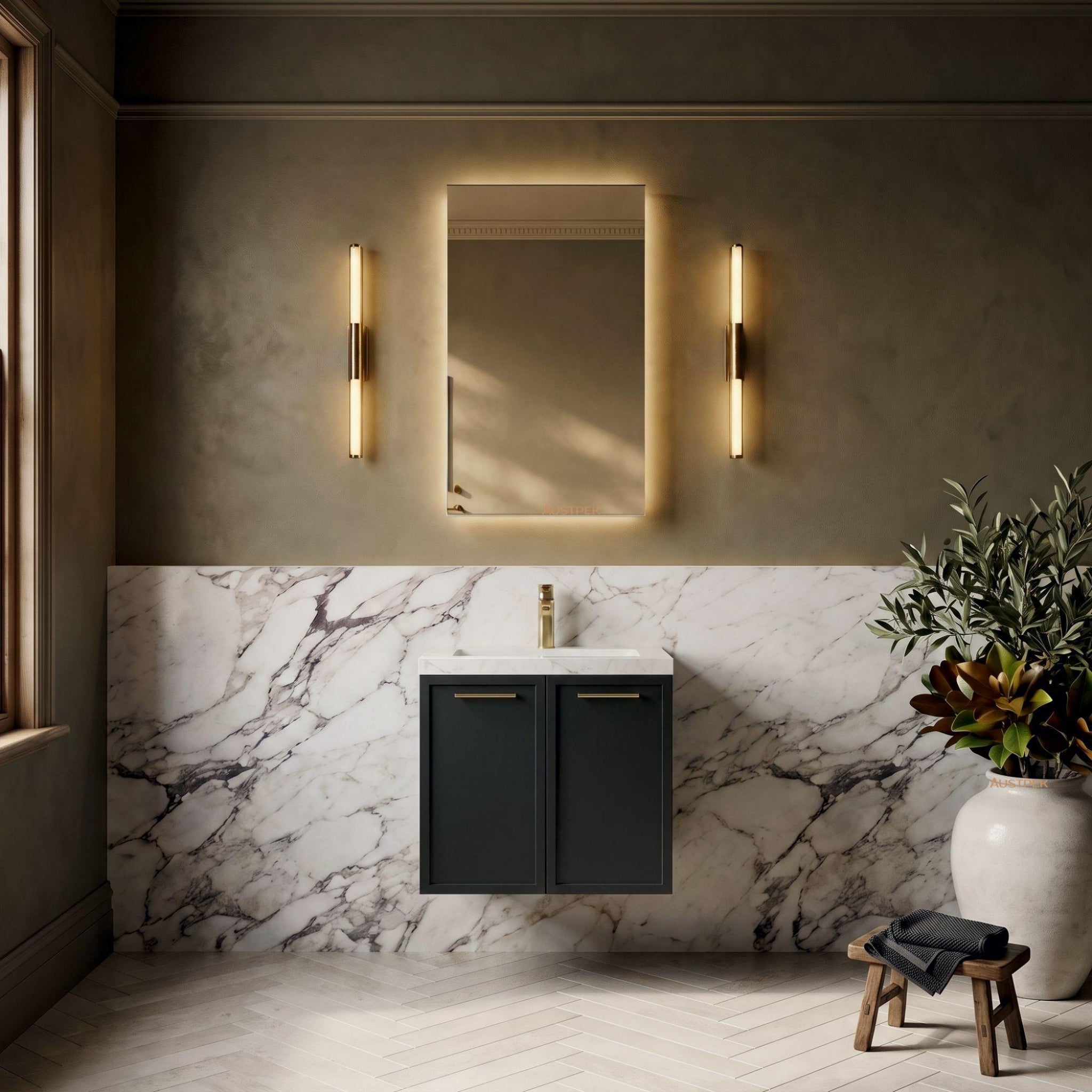 LUKKA KINGSLEY FEDERATION MATTE BLACK 600MM SINGLE BOWL WALL HUNG VANITY