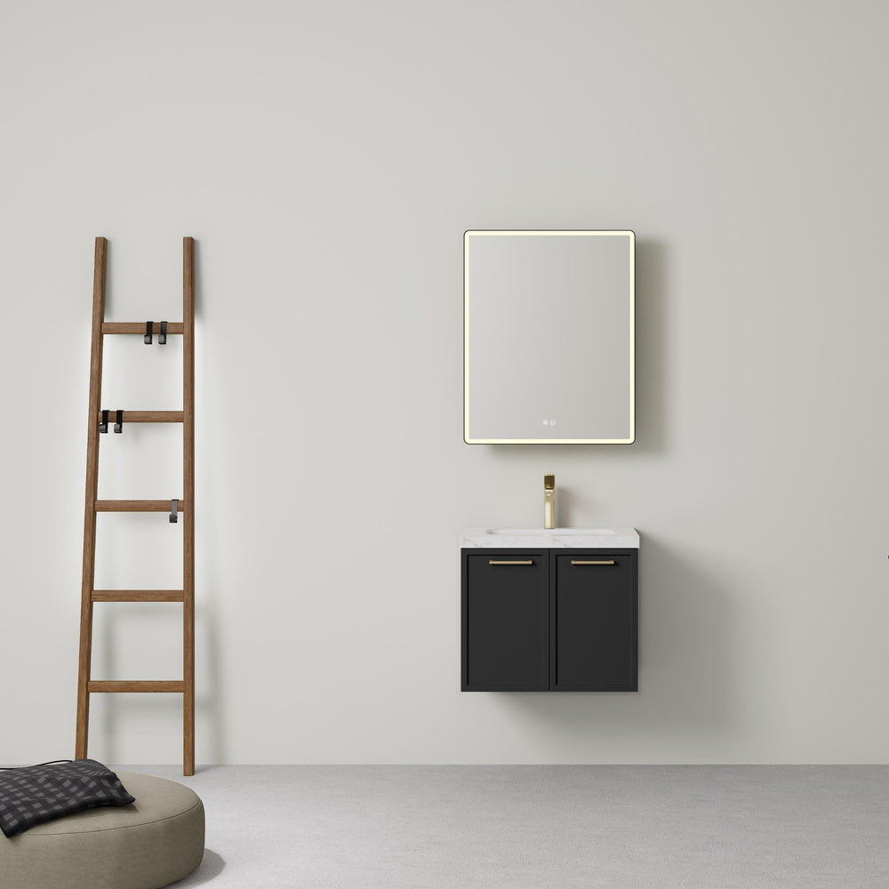 LUKKA KINGSLEY FEDERATION MATTE BLACK 600MM SINGLE BOWL WALL HUNG VANITY