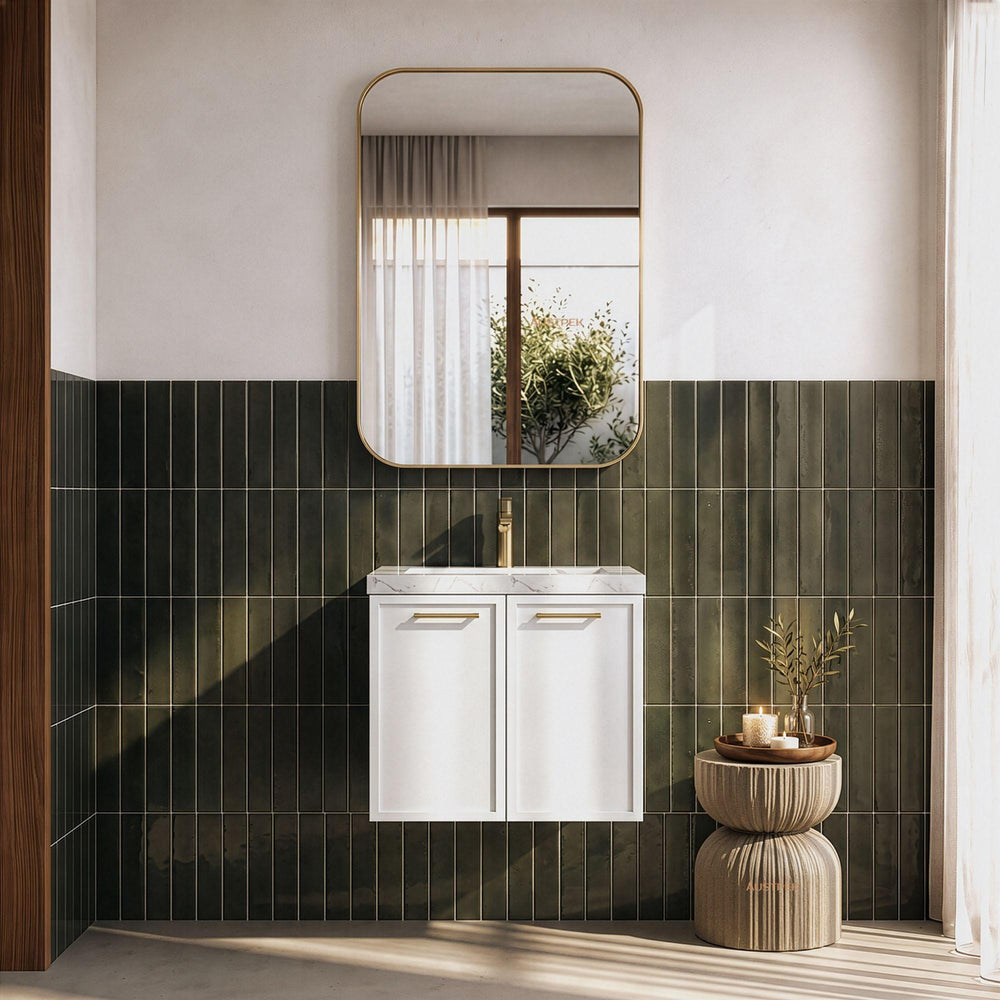 LUKKA KINGSLEY FEDERATION MATTE WHITE 600MM SINGLE BOWL WALL HUNG VANITY