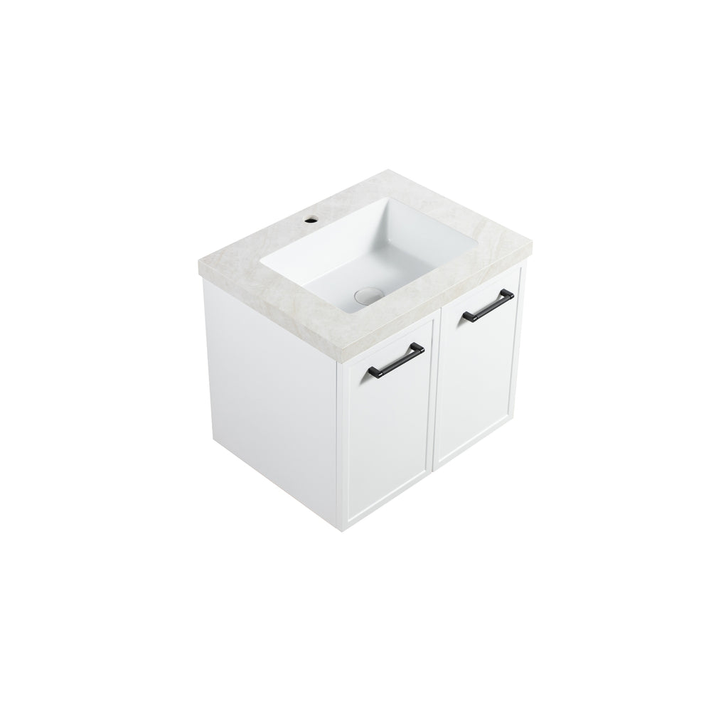 LUKKA KINGSLEY FEDERATION MATTE WHITE 600MM SINGLE BOWL WALL HUNG VANITY