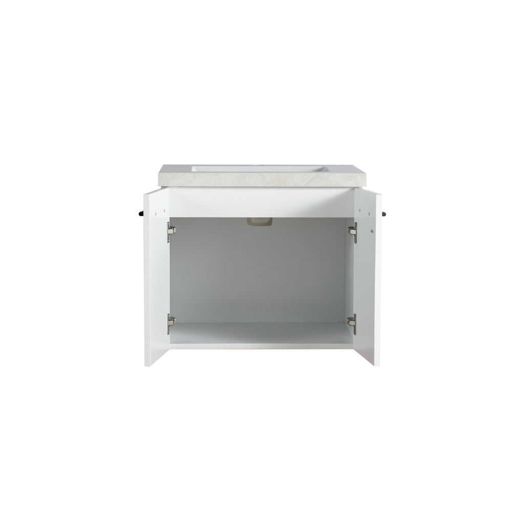 LUKKA KINGSLEY FEDERATION MATTE WHITE 600MM SINGLE BOWL WALL HUNG VANITY