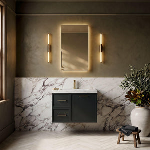 LUKKA KINGSLEY FEDERATION MATTE BLACK 750MM SINGLE BOWL WALL HUNG VANITY (AVAILABLE IN LEFT HAND DRAWER AND RIGHT HAND DRAWER)