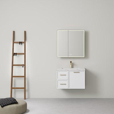 LUKKA KINGSLEY FEDERATION MATTE WHITE 750MM SINGLE BOWL WALL HUNG VANITY (AVAILABLE IN LEFT HAND DRAWER AND RIGHT HAND DRAWER)