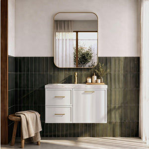 LUKKA KINGSLEY FEDERATION MATTE WHITE 900MM SINGLE BOWL WALL HUNG VANITY (AVAILABLE IN LEFT HAND DRAWER AND RIGHT HAND DRAWER)