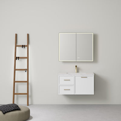 LUKKA KINGSLEY FEDERATION MATTE WHITE 900MM SINGLE BOWL WALL HUNG VANITY (AVAILABLE IN LEFT HAND DRAWER AND RIGHT HAND DRAWER)