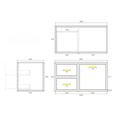 LUKKA KINGSLEY FEDERATION MATTE BLACK 900MM SINGLE BOWL WALL HUNG VANITY (AVAILABLE IN LEFT HAND DRAWER AND RIGHT HAND DRAWER)