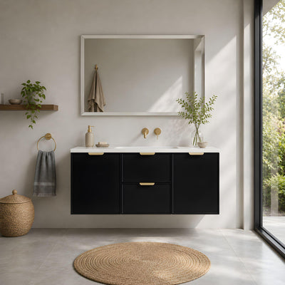 LUKKA MADURA FEDERATION MATTE BLACK 1200MM SINGLE BOWL WALL HUNG VANITY