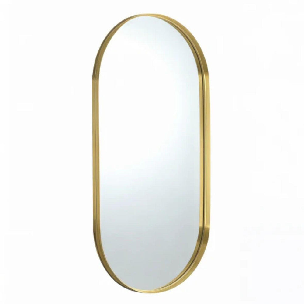 LUKKA ELLIPS OVAL FRAMED MIRROR BRUSHED GOLD 450X900MM