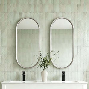 LUKKA ELLIPS OVAL FRAMED MIRROR BRUSHED NICKEL 450X900MM