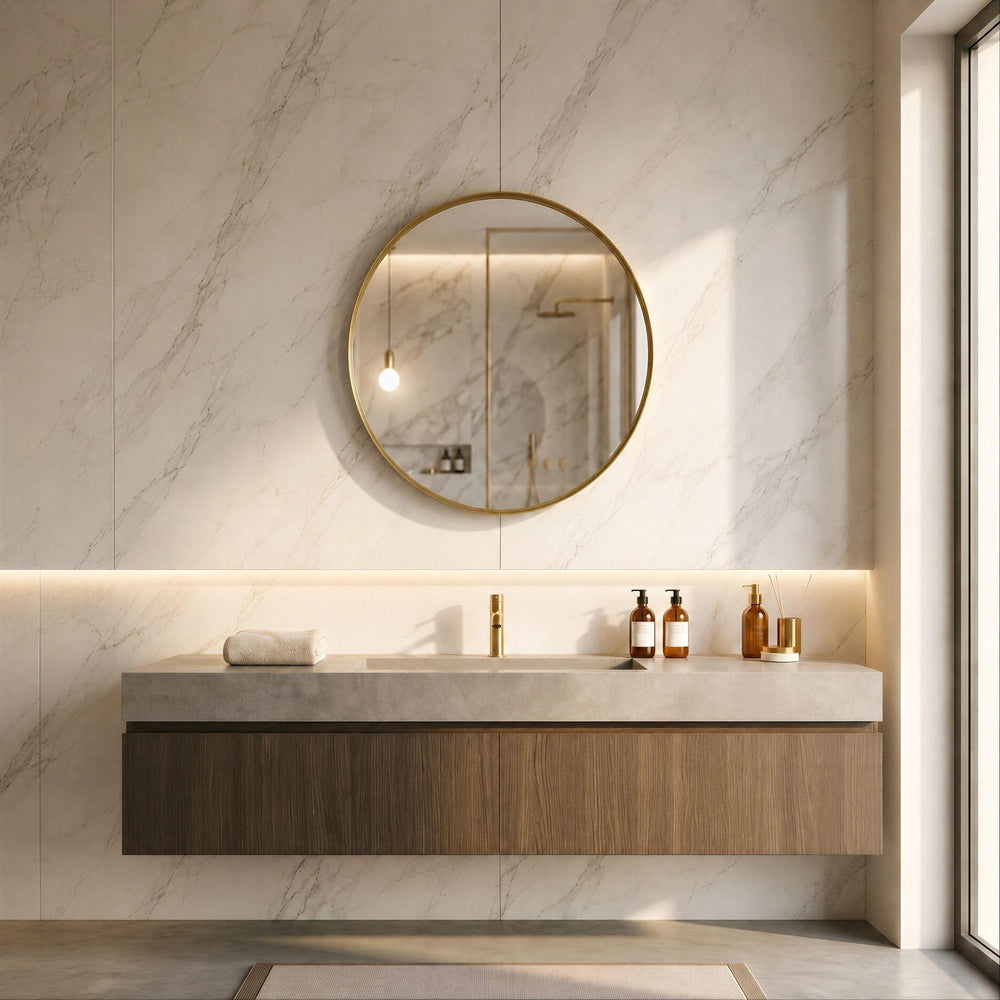 LUKKA ORBIS ROUND FRAMED MIRROR BRUSHED GOLD 600X600MM
