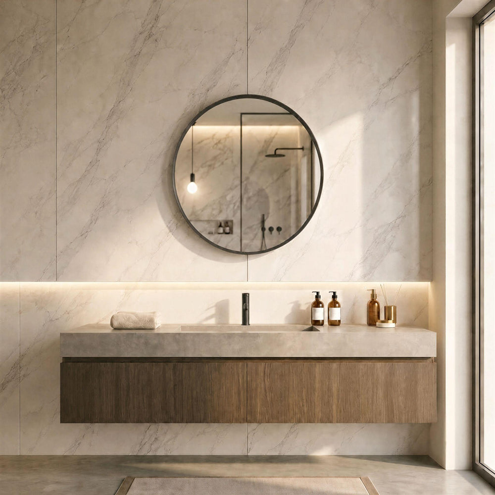 LUKKA ORBIS ROUND FRAMED MIRROR GUN METAL 600X600MM