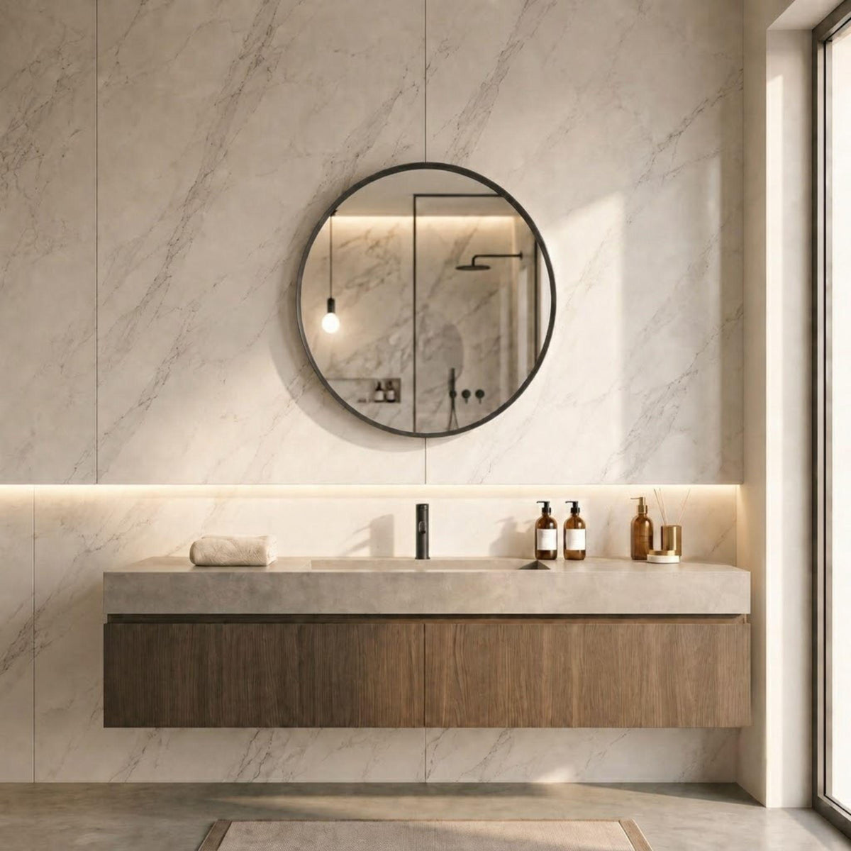 LUKKA ORBIS ROUND FRAMED MIRROR MATTE BLACK 600X600MM