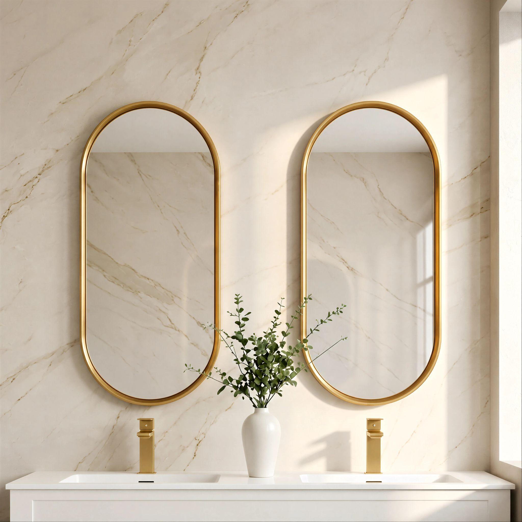 LUKKA ELLIPS OVAL FRAMED MIRROR BRUSHED GOLD 450X900MM