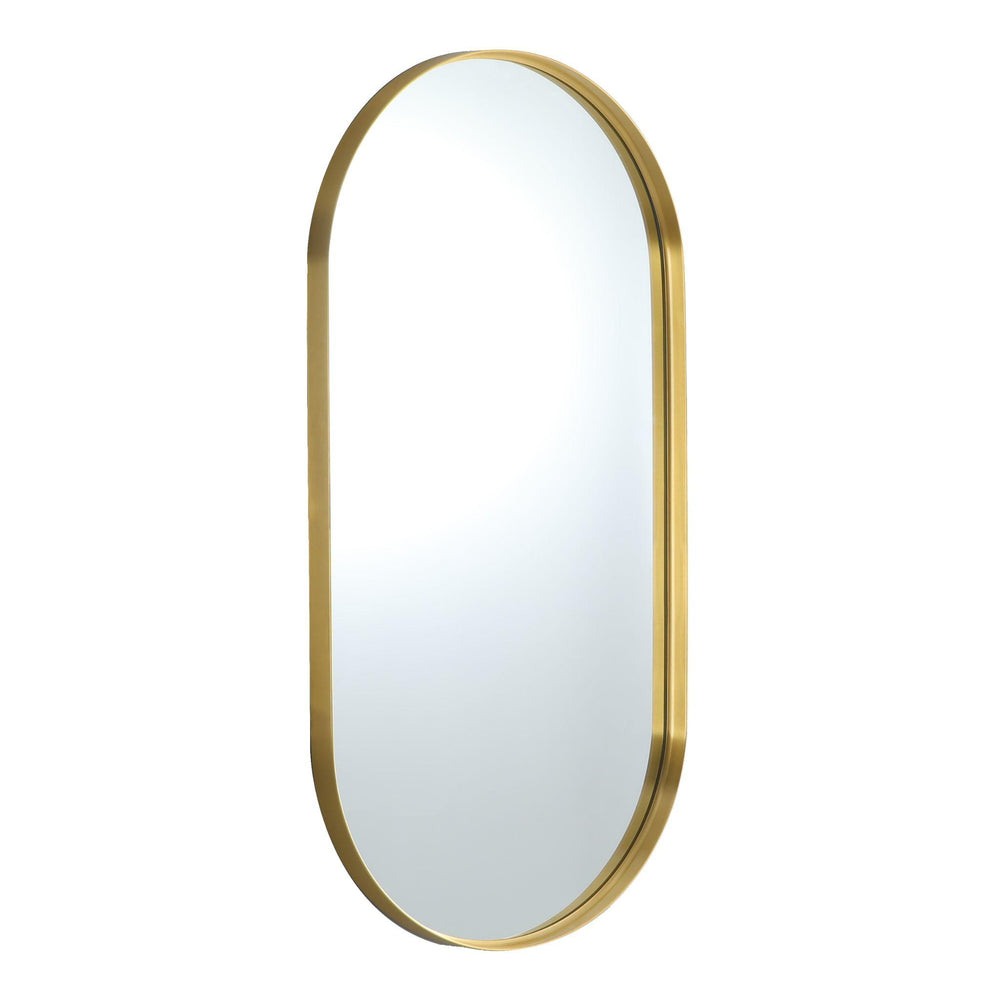 LUKKA ELLIPS OVAL FRAMED MIRROR BRUSHED GOLD 600X1500MM