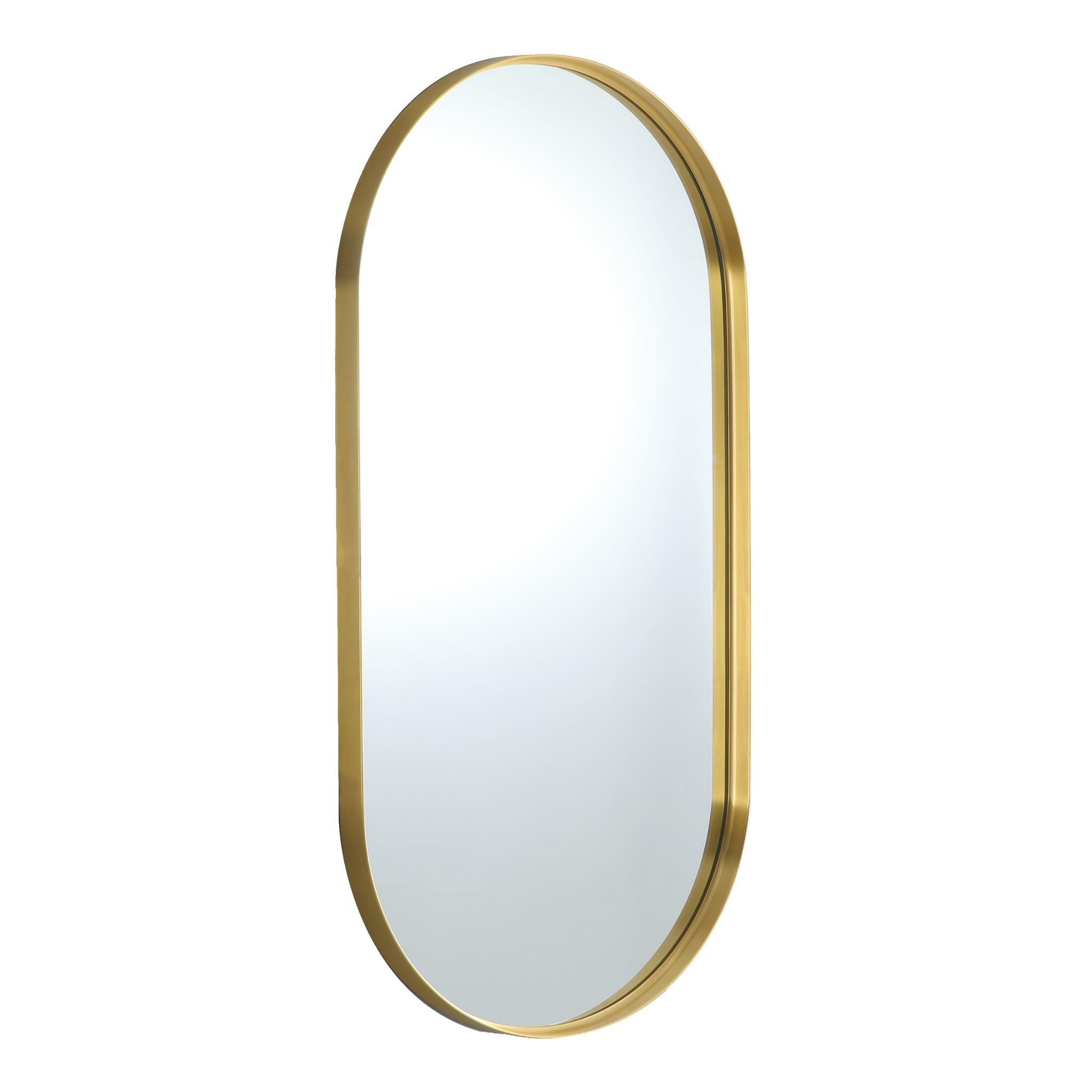 LUKKA ELLIPS OVAL FRAMED MIRROR BRUSHED GOLD 600X1500MM
