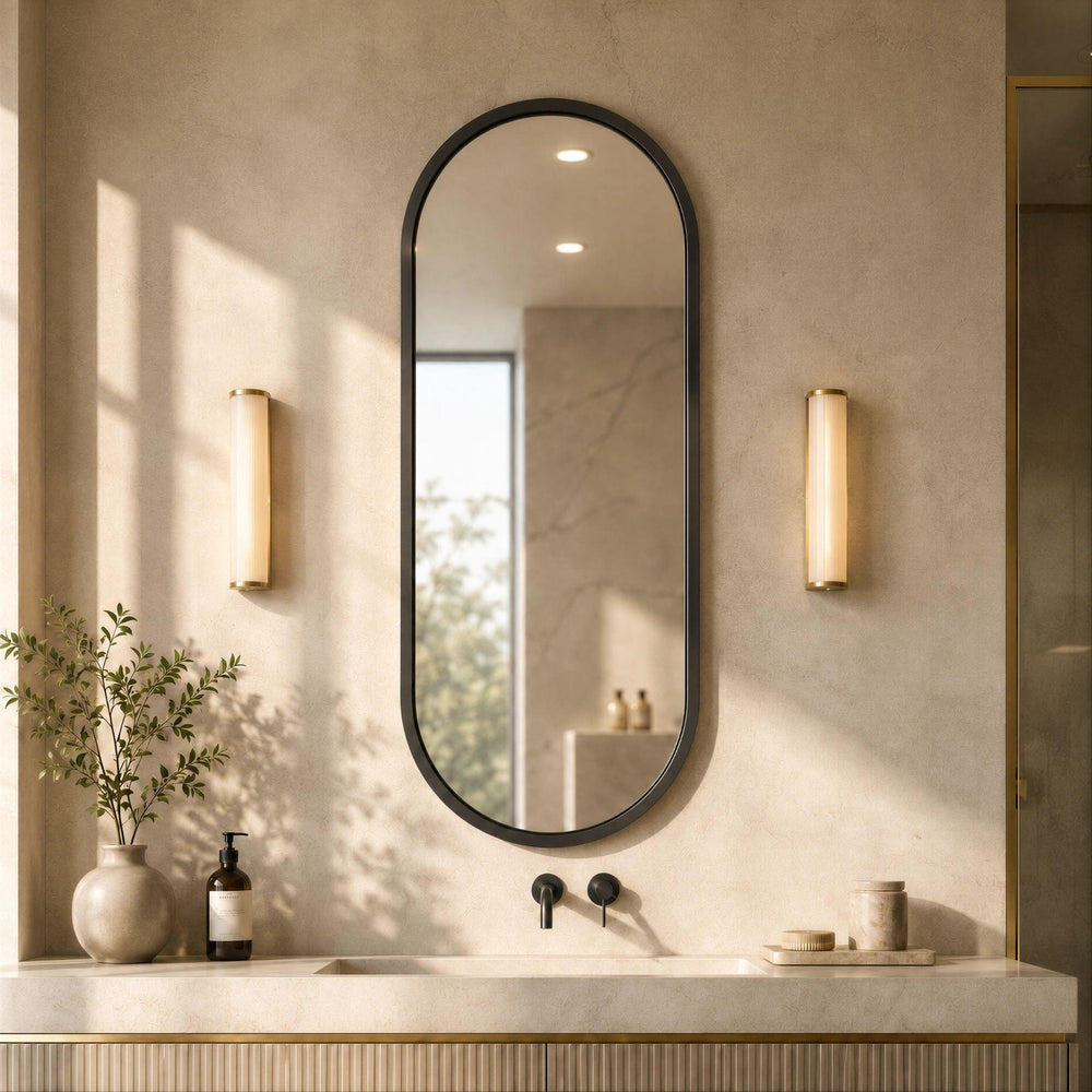 LUKKA ELLIPS OVAL FRAMED MIRROR MATTE BLACK 600X1500MM