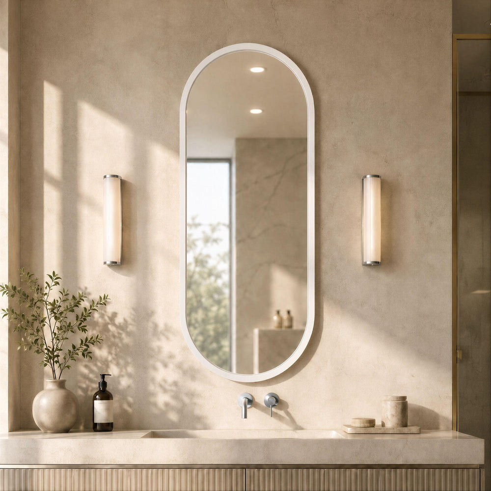 LUKKA ELLIPS OVAL FRAMED MIRROR MATTE WHITE 600X1500MM