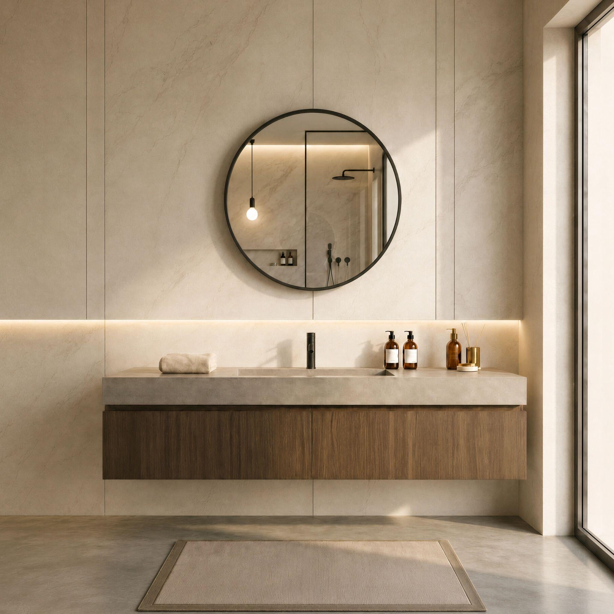 LUKKA ORBIS ROUND FRAMED MIRROR MATTE BLACK 700X700MM
