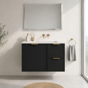 LUKKA MADURA FEDERATION MATTE BLACK 750MM SINGLE BOWL WALL HUNG VANITY