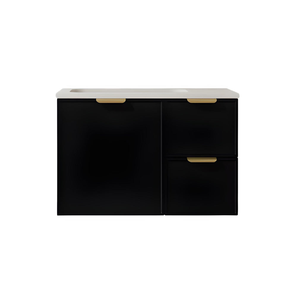 LUKKA MADURA FEDERATION MATTE BLACK 750MM SINGLE BOWL WALL HUNG VANITY