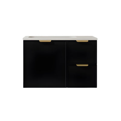 LUKKA MADURA FEDERATION MATTE BLACK 750MM SINGLE BOWL WALL HUNG VANITY