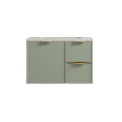LUKKA MADURA FEDERATION OLIVE GREEN 750MM SINGLE BOWL WALL HUNG VANITY