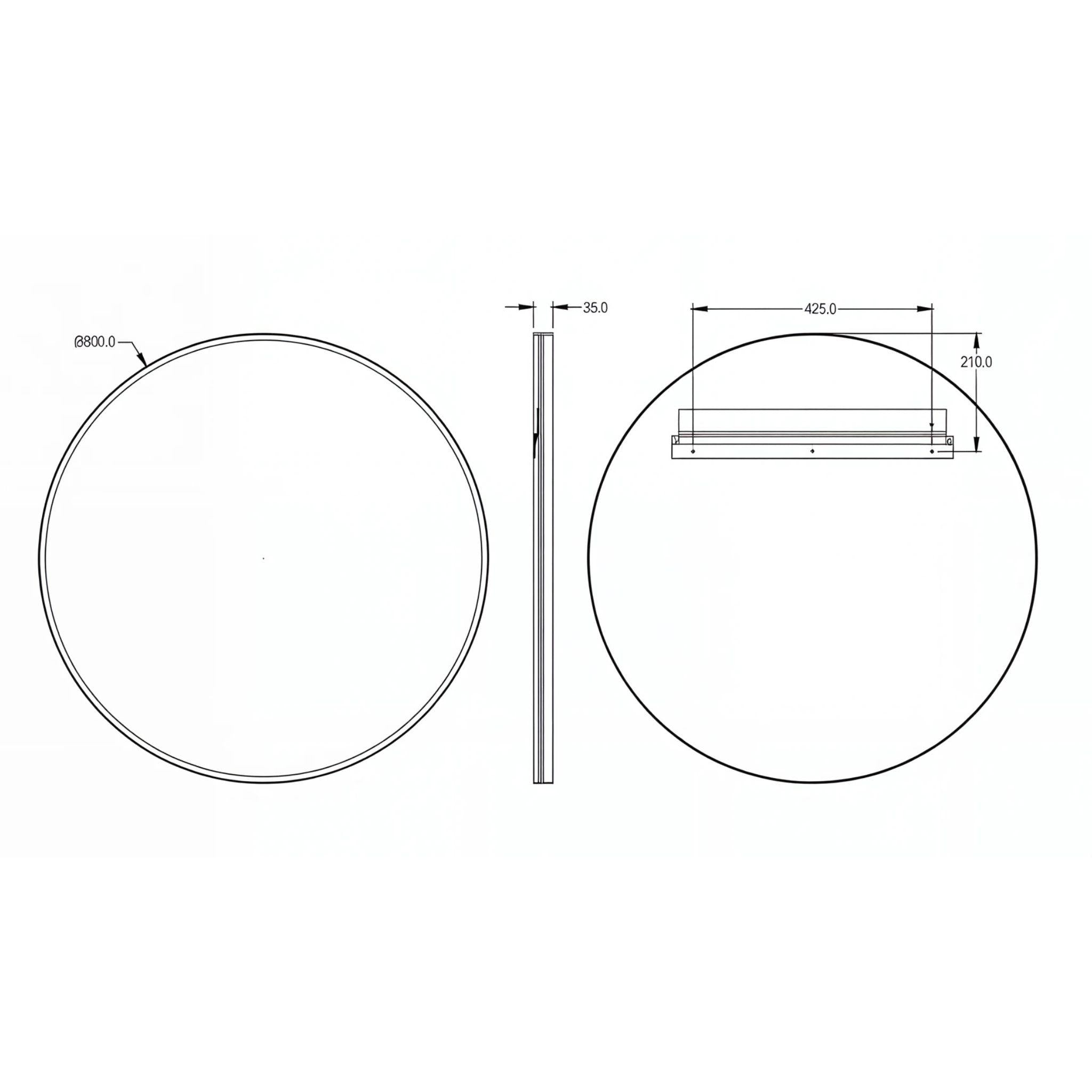 LUKKA ORBIS ROUND FRAMED MIRROR BRUSHED NICKEL 800X800MM