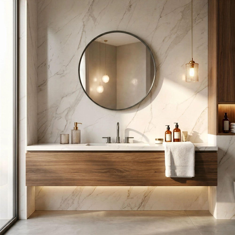 LUKKA ORBIS ROUND FRAMED MIRROR MATTE BLACK 800X800MM