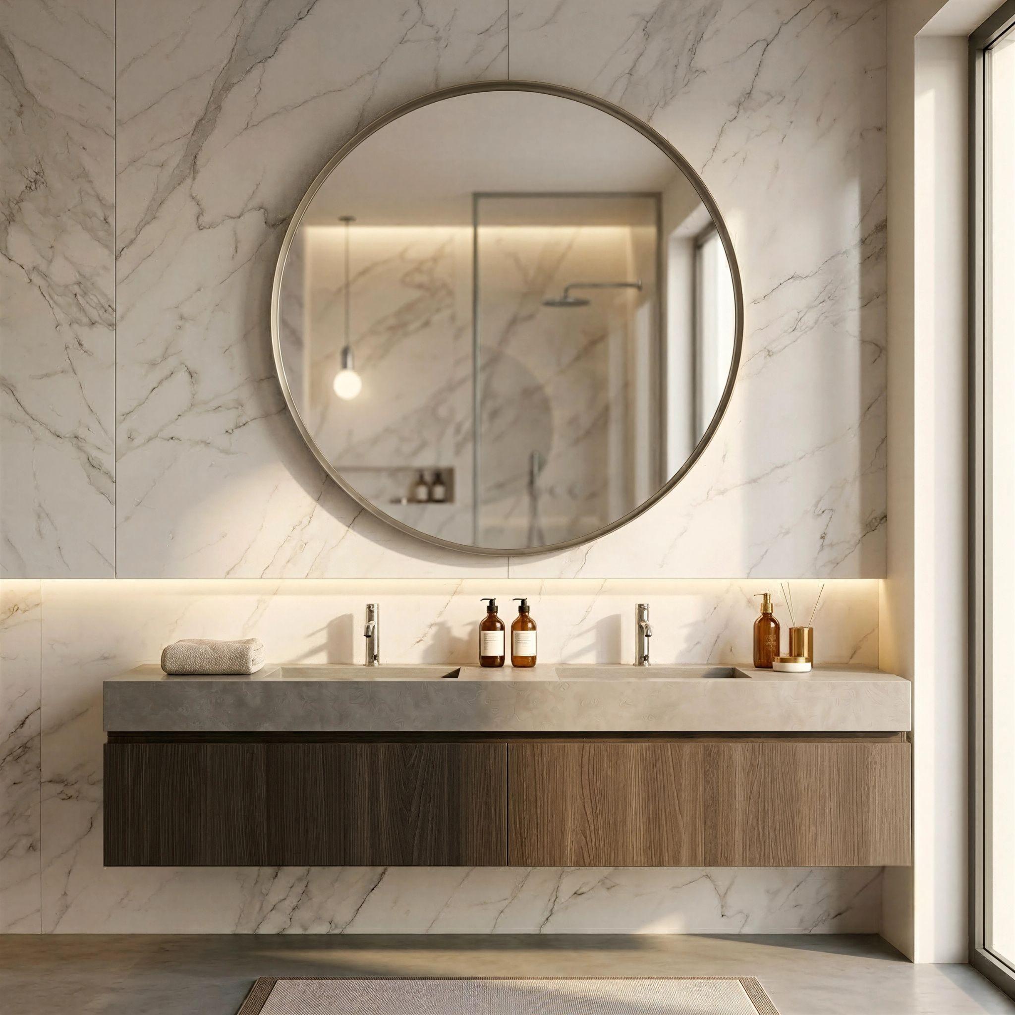 LUKKA ORBIS ROUND FRAMED MIRROR BRUSHED NICKEL 900X900MM