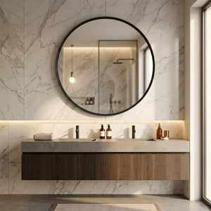 LUKKA ORBIS ROUND FRAMED MIRROR MATTE BLACK 900X900MM