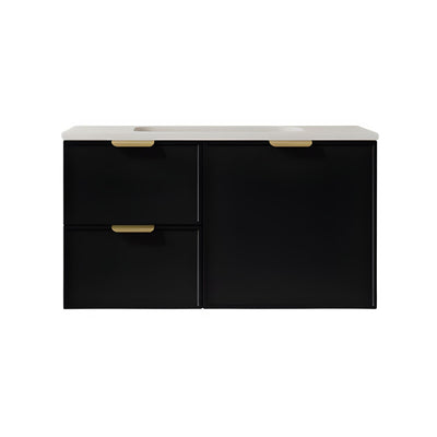 LUKKA MADURA FEDERATION MATTE BLACK 900MM SINGLE BOWL WALL HUNG VANITY (AVAILABLE IN LEFT AND RIGHT HAND DRAWER)