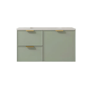 LUKKA MADURA FEDERATION OLIVE GREEN 900MM SINGLE BOWL WALL HUNG VANITY