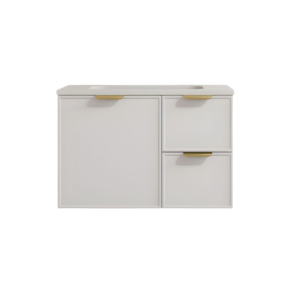 LUKKA MADURA FEDERATION MATTE WHITE 900MM SINGLE BOWL WALL HUNG VANITY (AVAILABLE IN LEFT AND RIGHT HAND DRAWER)
