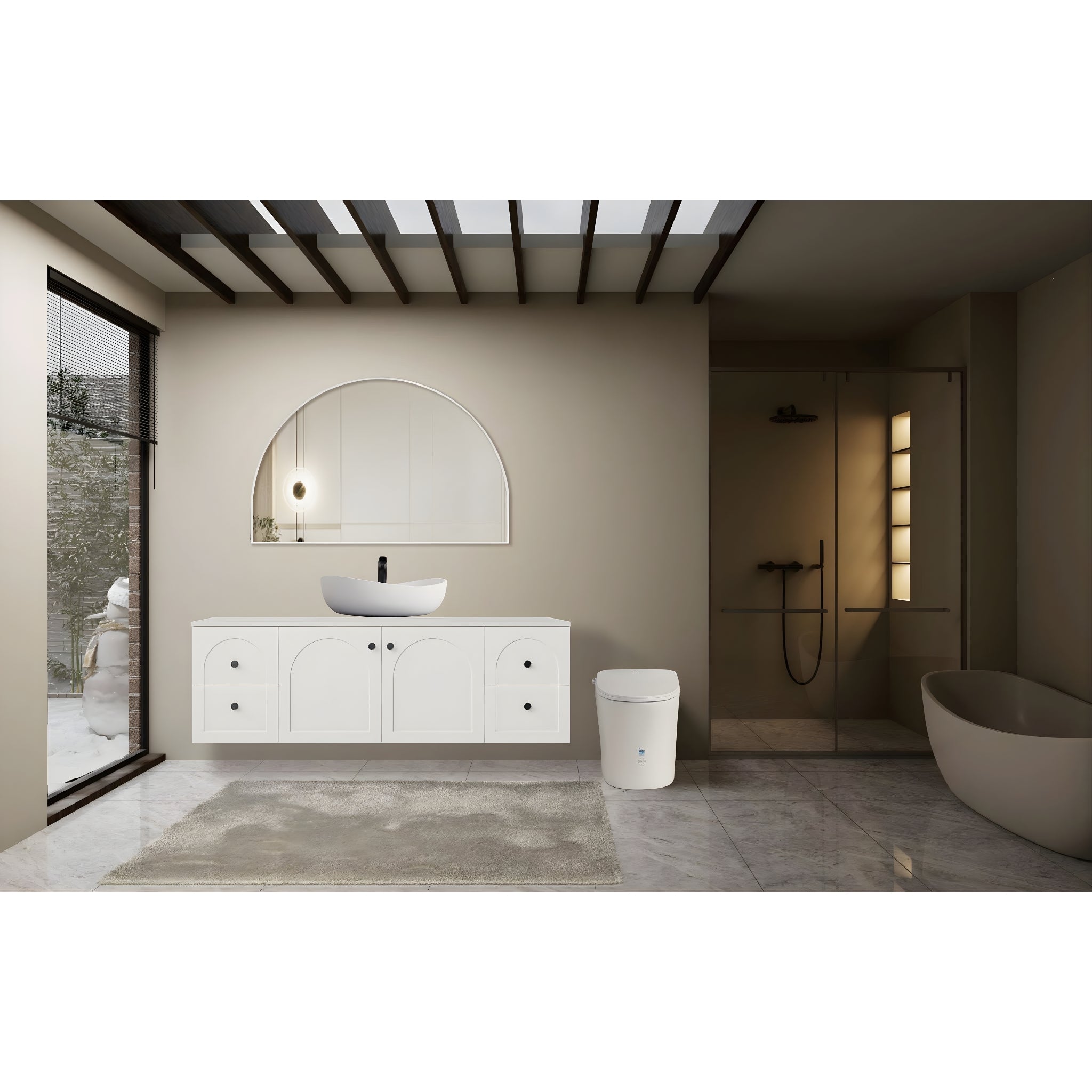 LUKKA ARCO METAL FRAMED MIRROR MATTE WHITE 1500X1000MM