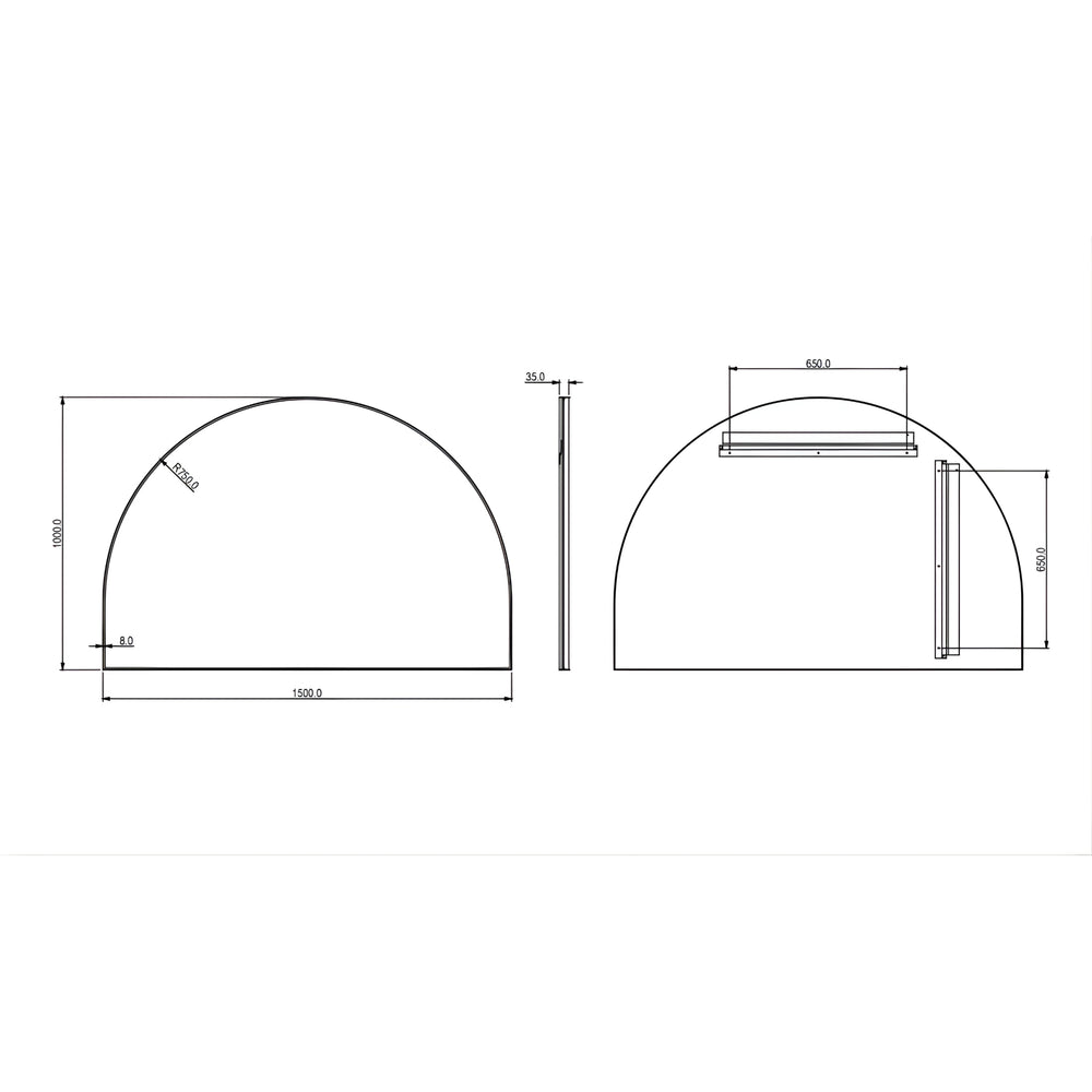 LUKKA ARCO METAL FRAMED MIRROR BRUSHED NICKEL 1500X1000MM
