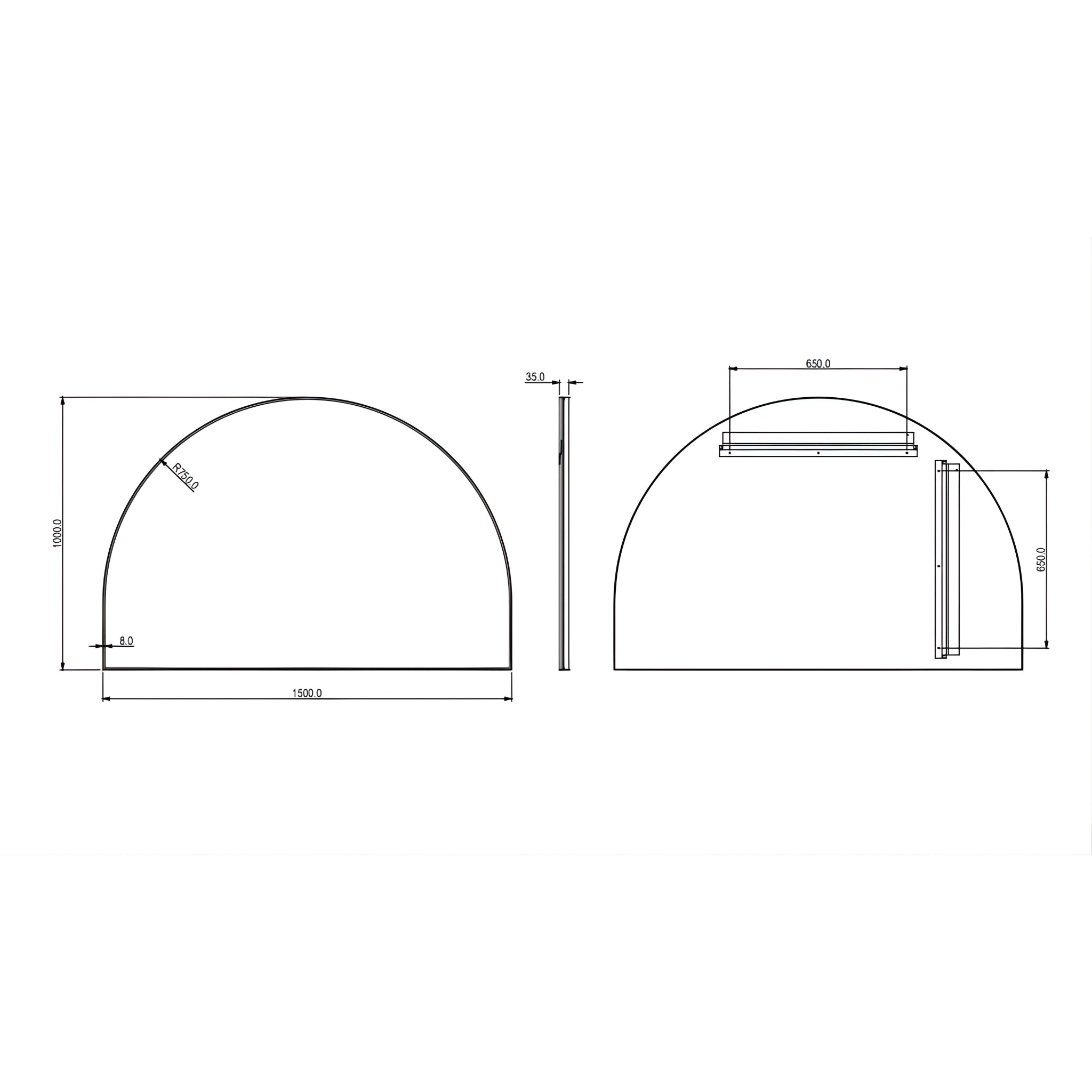 LUKKA ARCO METAL FRAMED MIRROR MATTE WHITE 1500X1000MM