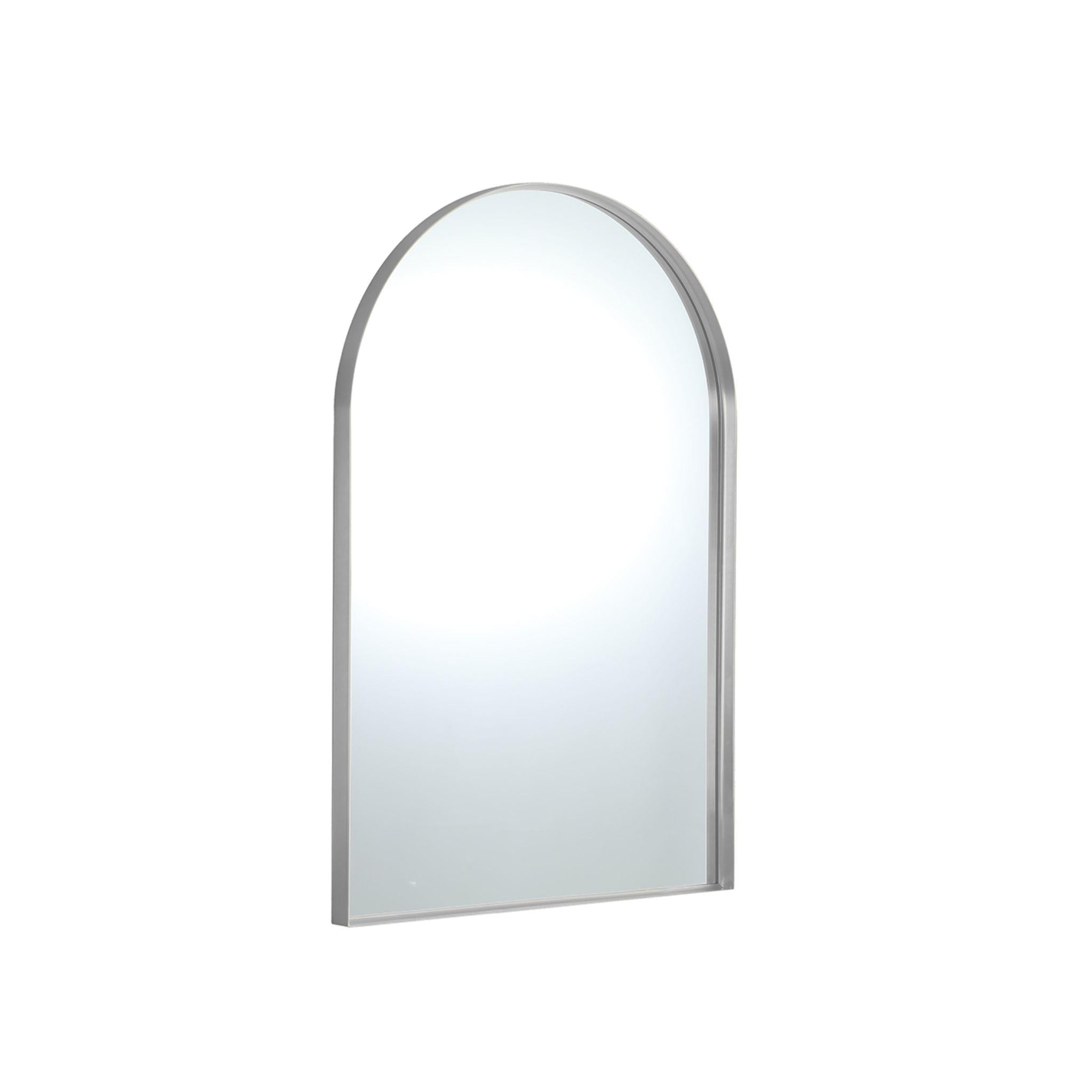 LUKKA ARCO ARCHED FRAMED MIRROR BRUSHED NICKEL 600X900MM