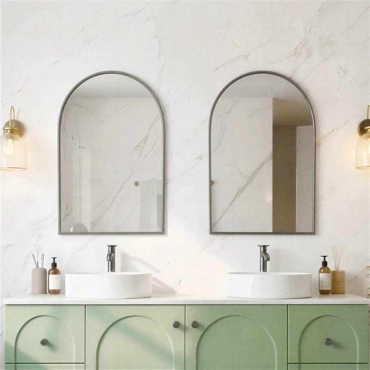 LUKKA ARCO ARCHED FRAMED MIRROR GUN METAL 600X900MM