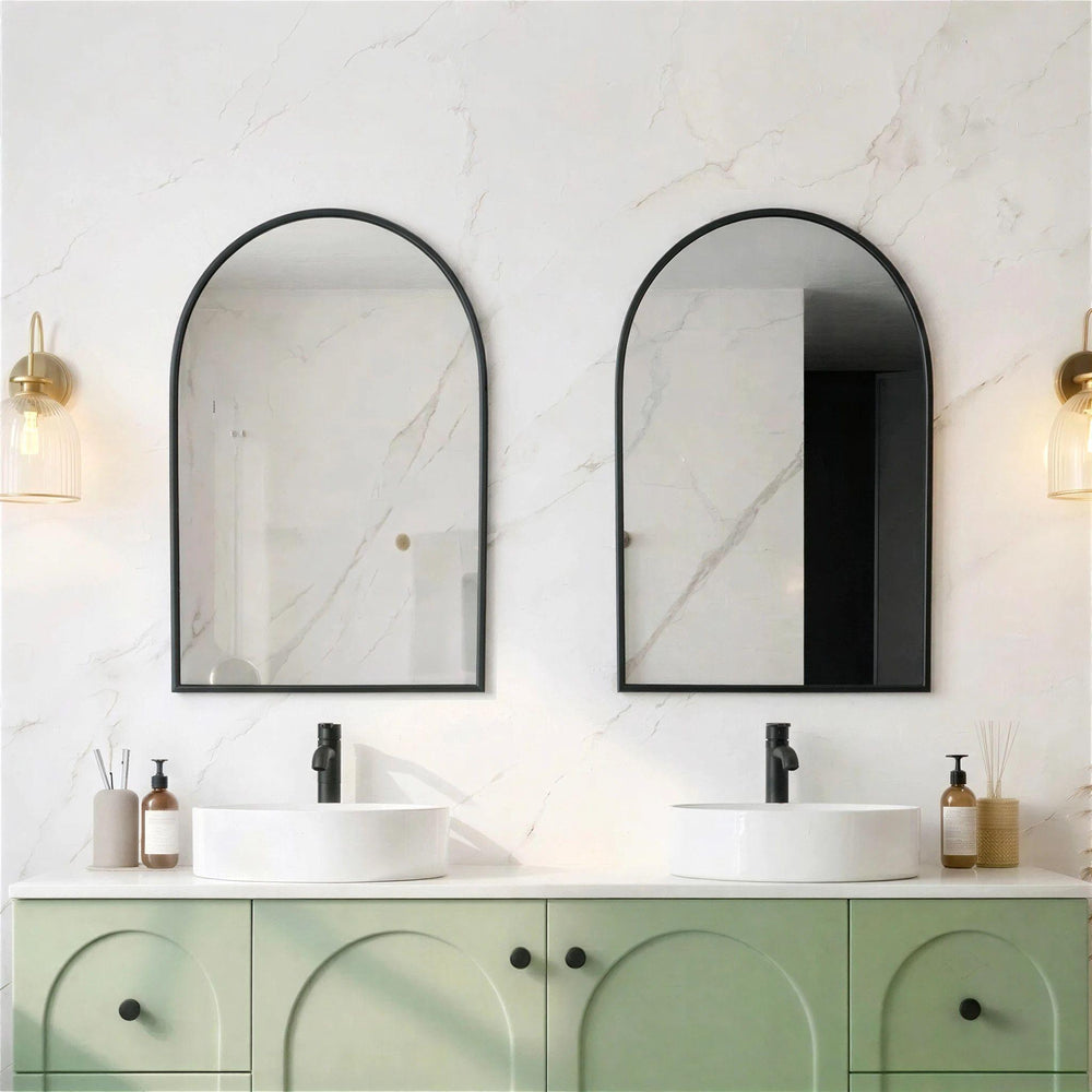 LUKKA ARCO ARCHED FRAMED MIRROR MATTE BLACK 600X900MM