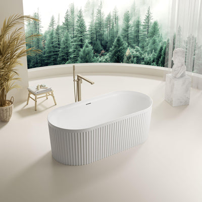 LUKKA FLORENCE FLUTED FREESTANDING BATHTUB OVERFLOW MATTE WHITE (AVAILABLE IN 1500MM AND 1700MM)