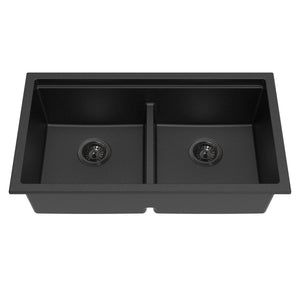 LUKKA GABRIO GRANITE DOUBLE BOWL SINK WITH DRAINER MATTE BLACK 825MM