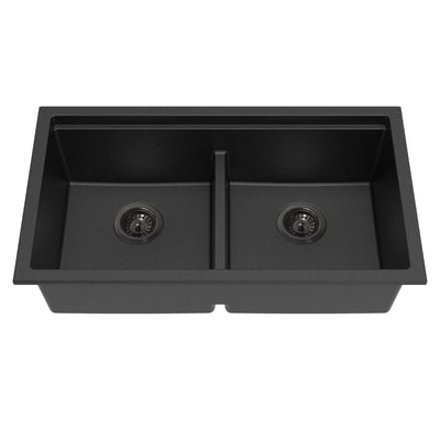LUKKA GABRIO GRANITE DOUBLE BOWL SINK WITH DRAINER MATTE BLACK 825MM