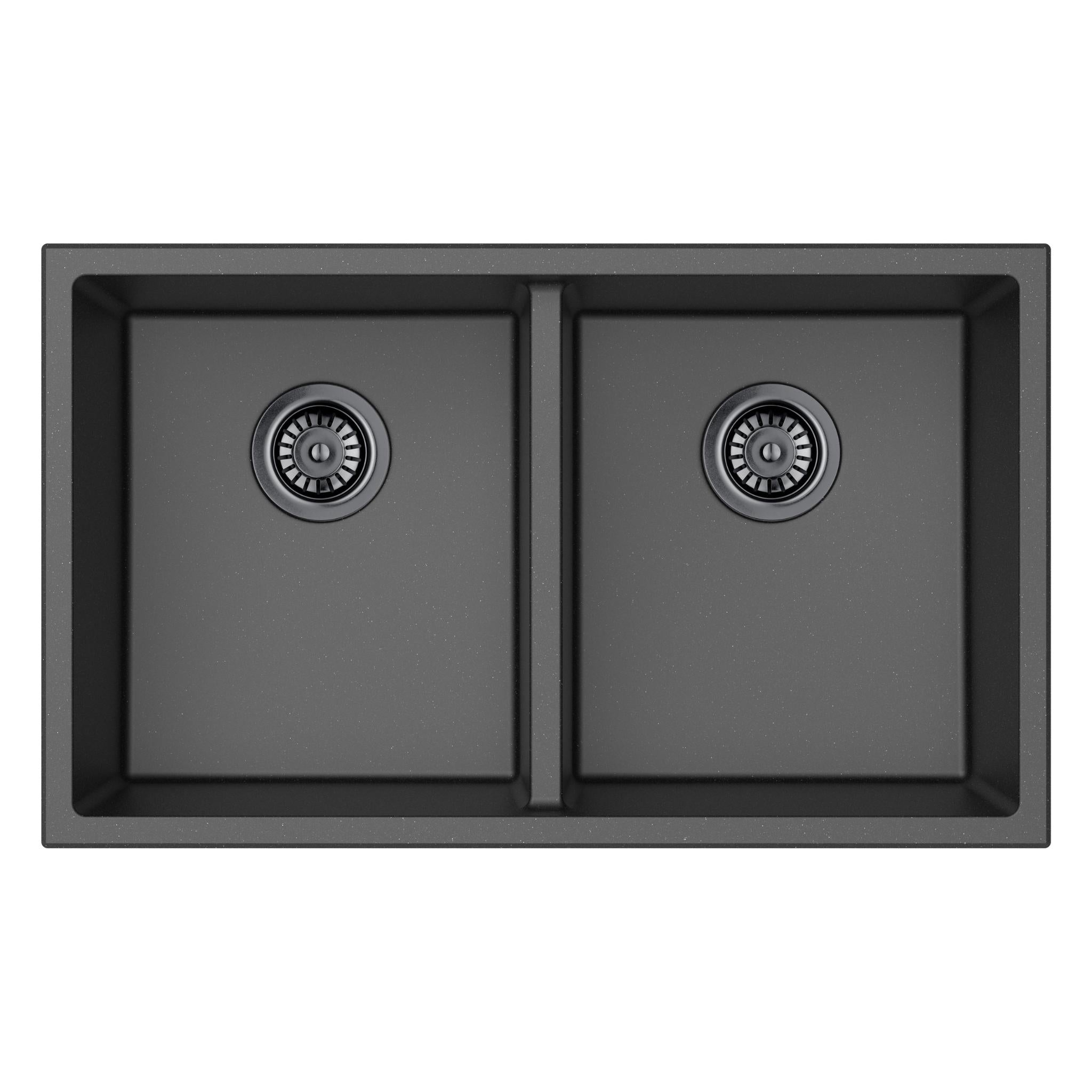 LUKKA CRETE GRANITE DOUBLE BOWL KITCHEN SINK MATTE BLACK 762MM