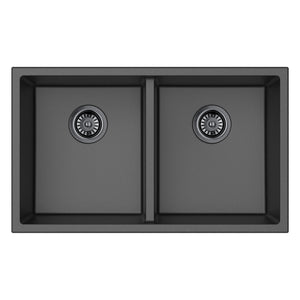 LUKKA CRETE GRANITE DOUBLE BOWL KITCHEN SINK MATTE BLACK 762MM