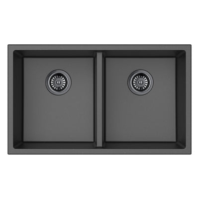 LUKKA CRETE GRANITE DOUBLE BOWL KITCHEN SINK MATTE BLACK 762MM