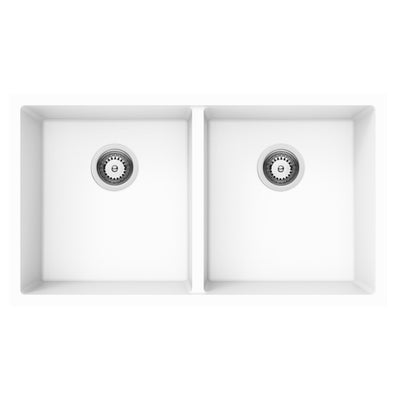 LUKKA CRETE GRANITE DOUBLE BOWL KITCHEN SINK ARIC WHITE 813MM