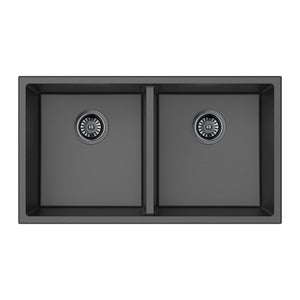 LUKKA CRETE GRANITE DOUBLE BOWL KITCHEN SINK MATTE BLACK 813MM