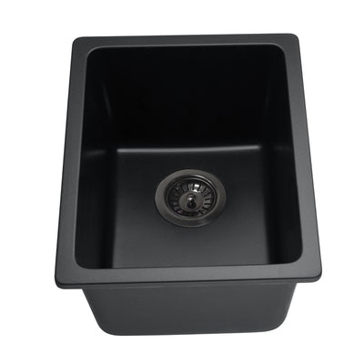 LUKKA CRETE GRANITE SINGLE BOWL KITCHEN SINK MATTE BLACK 350MM