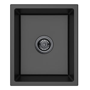 LUKKA CRETE GRANITE SINGLE BOWL KITCHEN SINK MATTE BLACK 380MM