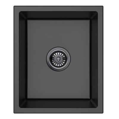 LUKKA CRETE GRANITE SINGLE BOWL KITCHEN SINK MATTE BLACK 380MM